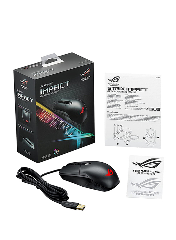 Asus ROG Strix Impact P30 Aura RGB Wired Optical Gaming Mouse, Black