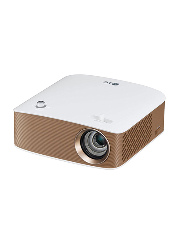LG PH150 HD LCoS CineBeam Portable Projector, 130 Lumens, Wireless Screen Share/Bluetooth, White/Brown