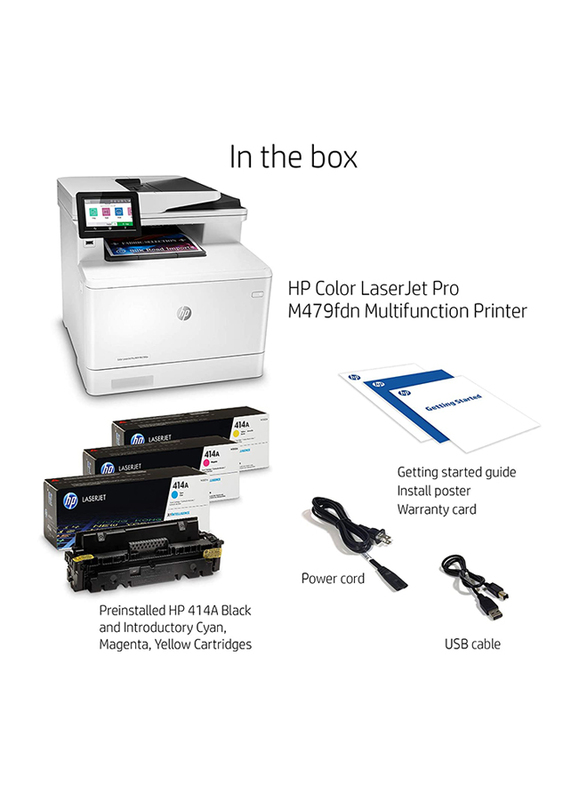HP Color LaserJet Pro MFP M479FDN W1A79A All-in-One Printer, White