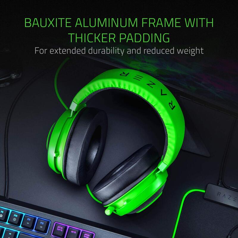 Razer Kraken V3 3.5 mm Jack Over-Ear Gaming Headset with Mic, Green