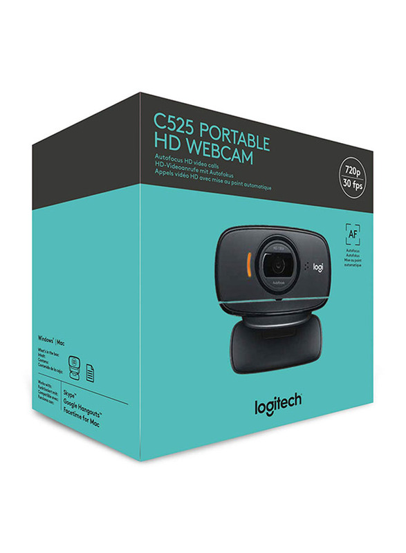 Logitech C525 HD Webcam, Black