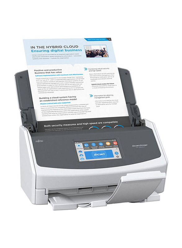 Fujitsu ScanSnap iX1500 Wireless Scanner, 600DPI, LCD Display, Black/White