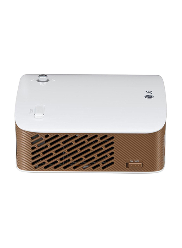 LG PH150 HD LCoS CineBeam Portable Projector, 130 Lumens, Wireless Screen Share/Bluetooth, White/Brown