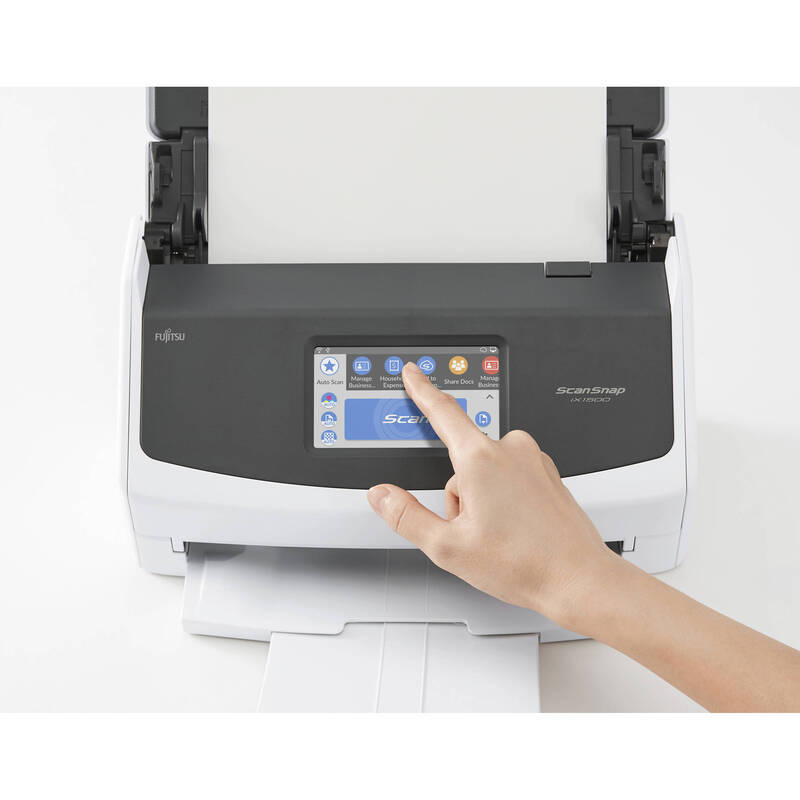 Fujitsu ScanSnap iX1500 Wireless Scanner, 600DPI, LCD Display, Black/White