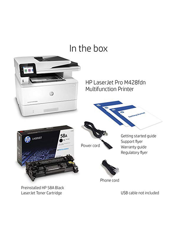 HP LaserJet Pro MFP M428FDN W1A29A All-in-One Printer, White