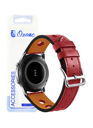 Ozone Samsung Galaxy Gear S3 Frontier/Classic Strap 46mm, 22mm PU Leather Watch Band, Red