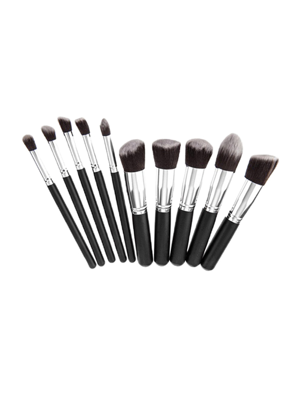 Professional 10 Pieces Synthetic Makeup Brushes Set, Black