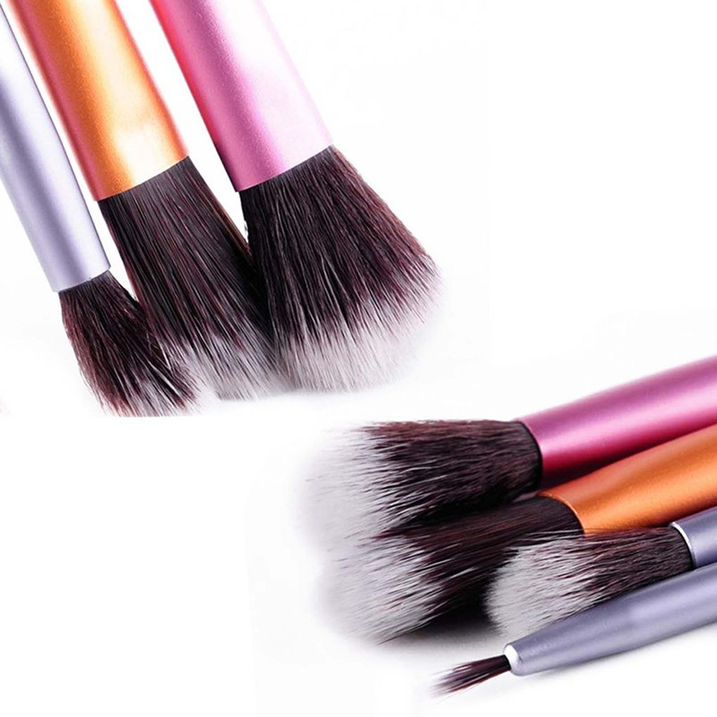 Professional 6 Pieces Makeup Brushes Set, Orange/Pink/Purple