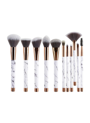 Unique 11 Pieces Marble Makeup Brushes Set, White