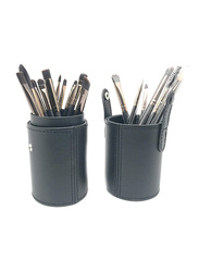 Professional 20 Pieces Makeup Brushes Set with Leather Cup Holder, Black