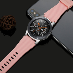Ozone Samsung Galaxy Watch 46mm, 22mm Gear S3 Frontier/Classic Watch Strap Vertical Stripe Texture Silicone Watch Band, Pink