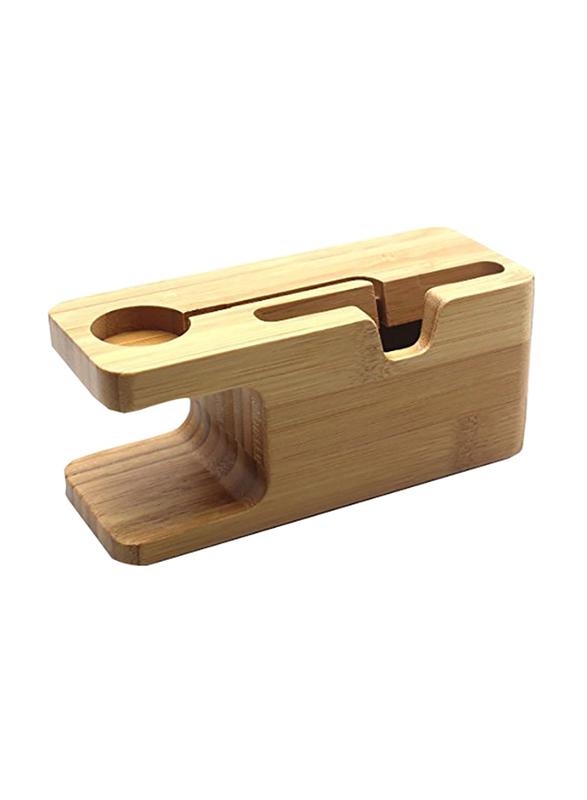 

Other Brand Universal Bamboo Apple Watch & iPhone Wood Charging Stand Cradle Dock Holder, Brown