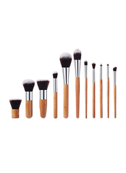 Professional 11 Pieces Makeup and Cosmetic Brushes Set, Brown