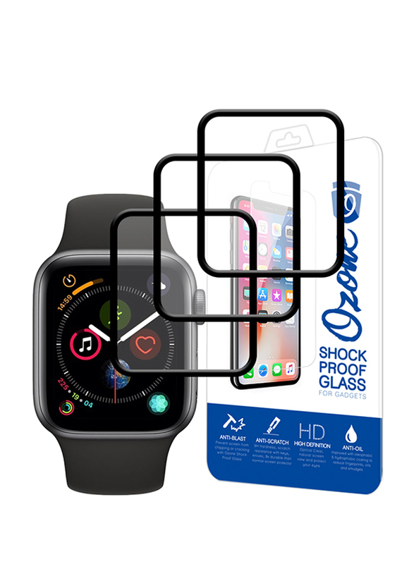 

Ozone Apple Watch 40mm Shock Proof Full Cover Tempered Glass Screen Protector, 3 Pieces, Black