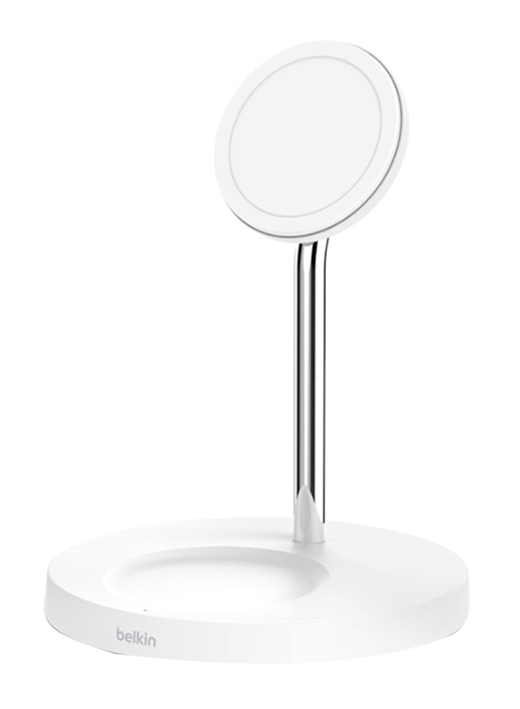 

Belkin Boost Charge Pro 2-in-1 Wireless Charger Stand with MagSafe, 15W, White
