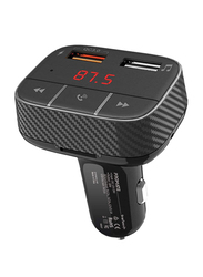Promate SmarTune-2+ Multi-Function Bluetooth FM Modulator Car Audio Adapter with Qualcomm QC 3.0, Black