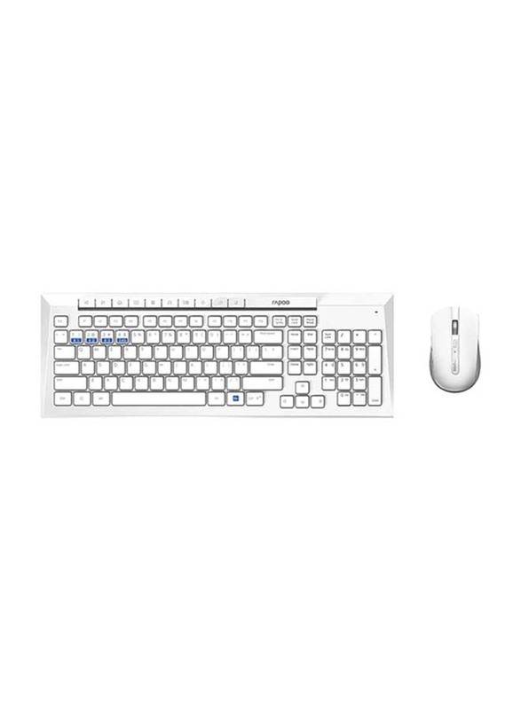 

Rapoo 8200M Multimode Wireless Arabic Keyboard and Mouse, White