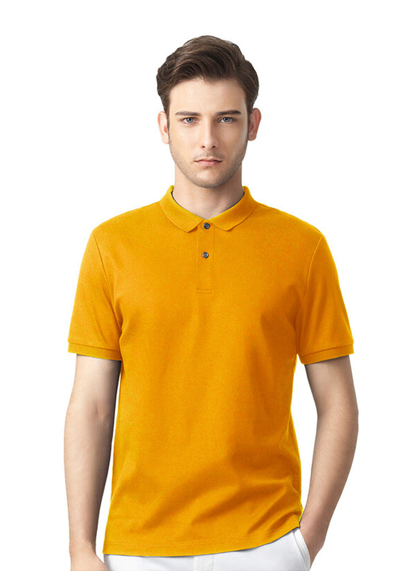 Giordano Luxury Touch Short Sleeve Polo Shirt for Men, Medium, Yellow