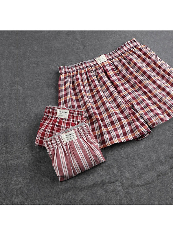 

Giordano 3-Piece Cotton Boxers Set for Men, Red, Extra Large