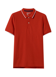 Giordano Contrast Tipping Short Sleeve Polo Shirt for Men, Extra Large, Red