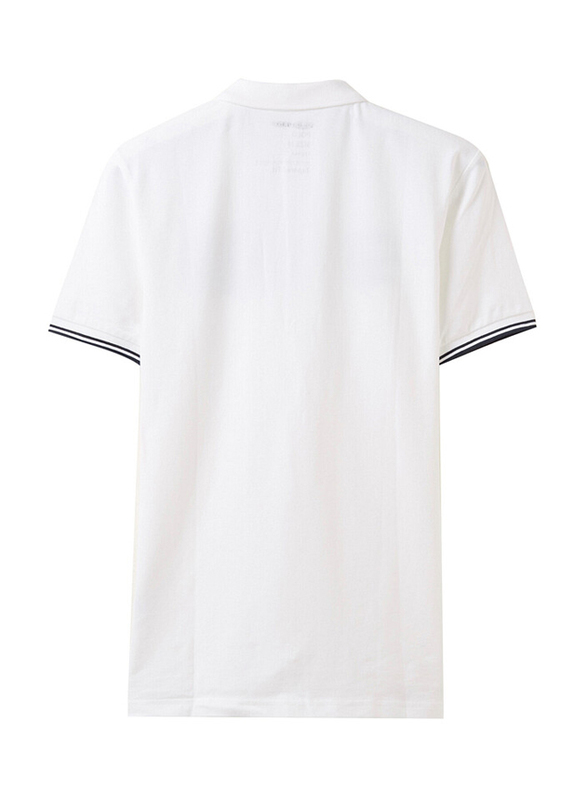 Giordano Napoleon Courage Embroidery Short Sleeve Polo Shirt for Men, Small, White