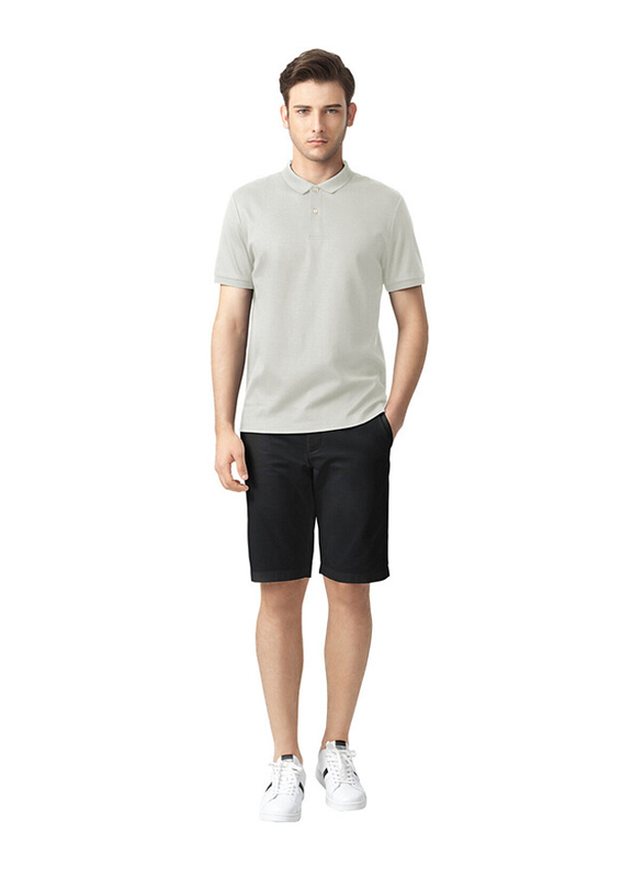 Giordano Luxury Touch Short Sleeve Polo Shirt for Men, Medium, Grey