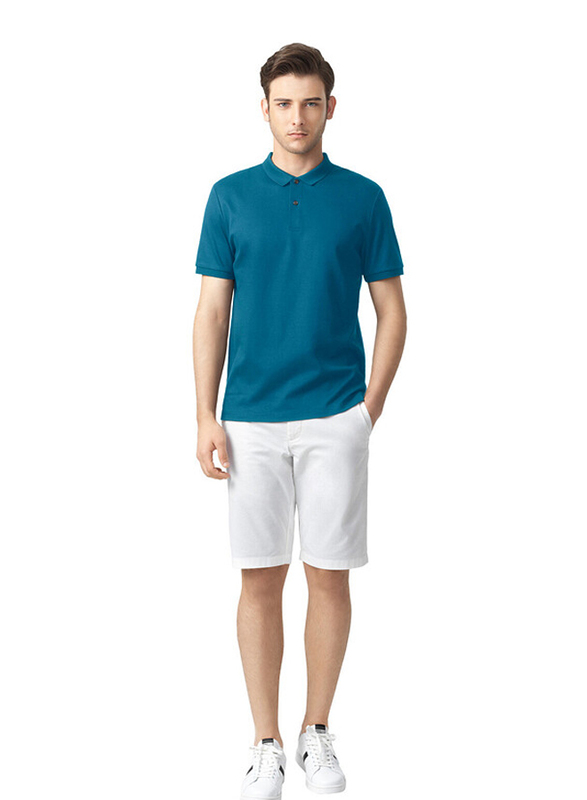 Giordano Luxury Touch Short Sleeve Polo Shirt for Men, Medium, Blue