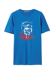 Giordano Short Sleeve Printed Crew Neck T-Shirt for Men, Large, Blue