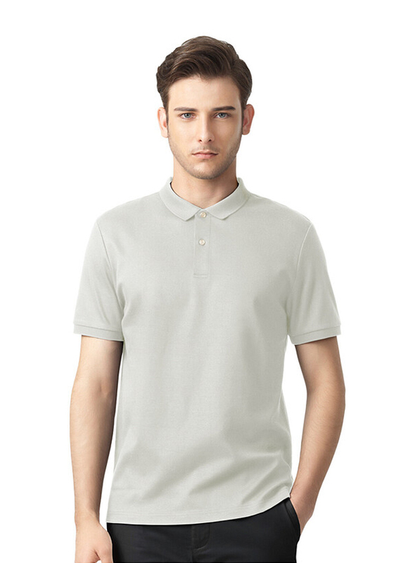 Giordano Luxury Touch Short Sleeve Polo Shirt for Men, Medium, Grey