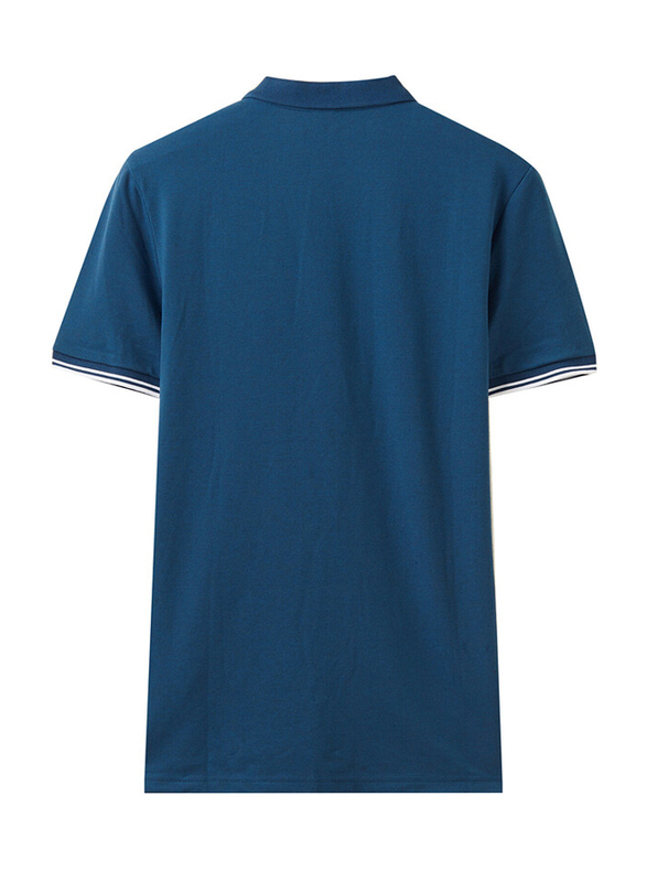 Giordano Napoleon Courage Embroidery Short Sleeve Polo Shirt for Men, Small, Dark Blue