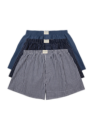 Giordano 3-Piece Cotton Boxers Set for Men, Blue/Black/White, Extra Large