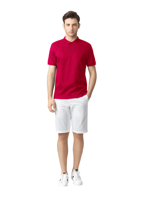 Giordano Luxury Touch Short Sleeve Polo Shirt for Men, Medium, Red