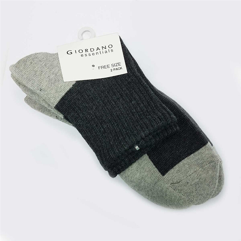 

Giordano Pile Socks, 2 Pairs, One Size, Grey/Black