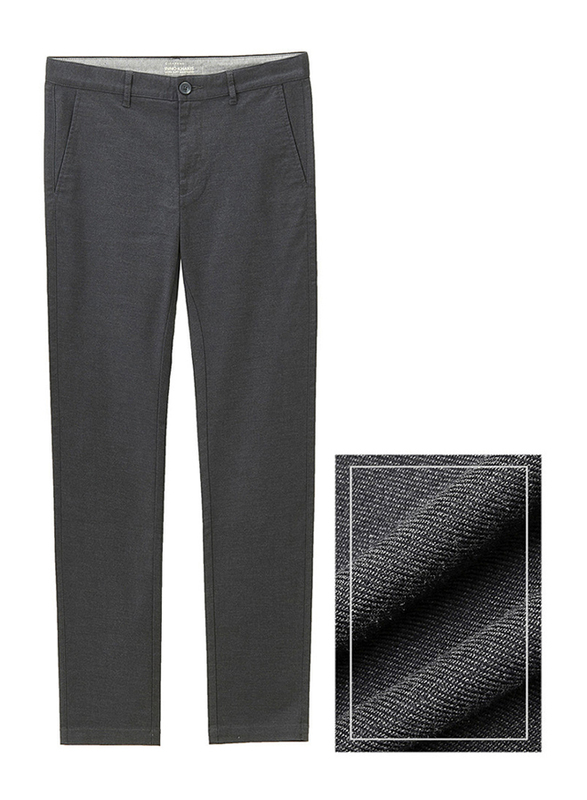 Giordano Low Rise Slim Tapered Khakis Pants for Men, 29 US, Dark Grey