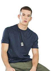 Giordano Crew Neck Shot Sleeve T-Shirt for Men, Large, Signature Navy Blue