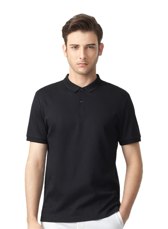 Giordano Luxury Touch Short Sleeve Polo Shirt for Men, Medium, Black