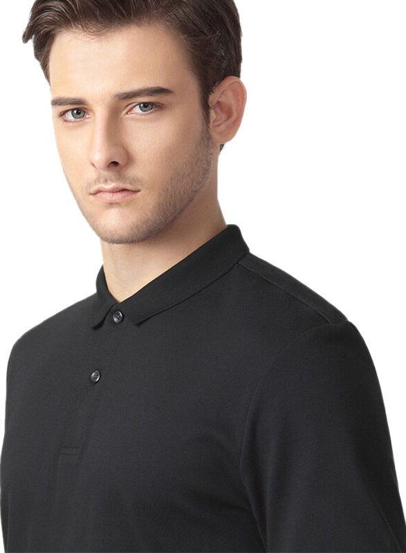 Giordano Luxury Touch Short Sleeve Polo Shirt for Men, Medium, Black