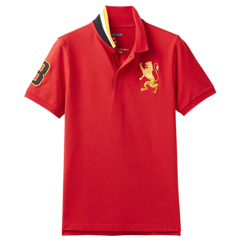 

Giordano 3D Lion Multicolor Embroidery Polo T-shirt for Men, XXL, Red