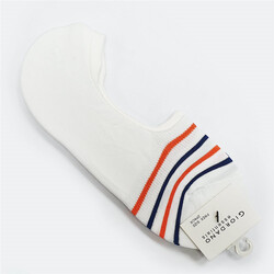 Giordano Loafer Cut Socks, 2 Pairs, One Size, White/Orange