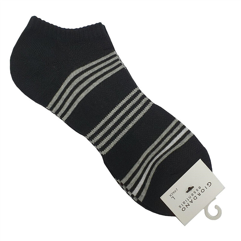 

Giordano Ped Ankle Length Socks, 2 Pairs, Large, Black