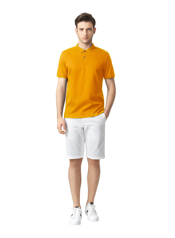 Giordano Luxury Touch Short Sleeve Polo Shirt for Men, Medium, Yellow