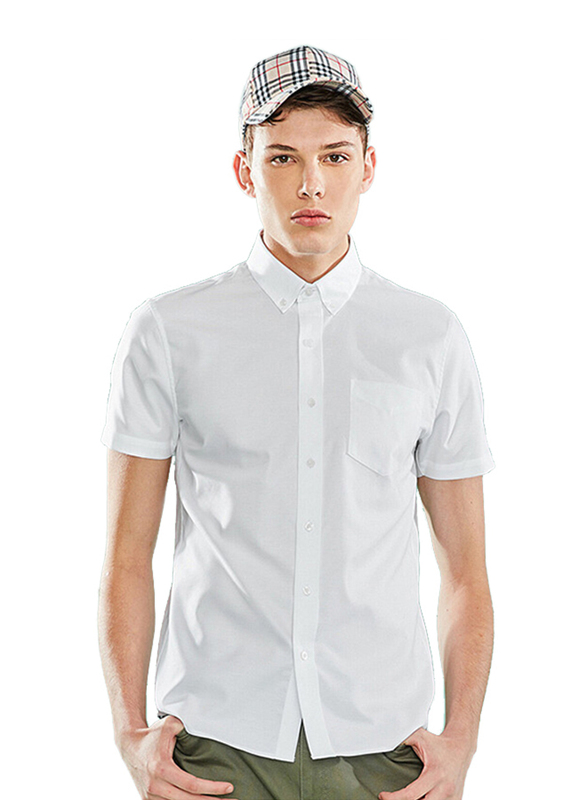 Giordano Wrinkle Free Short Sleeve Shirt for Men, Large, White