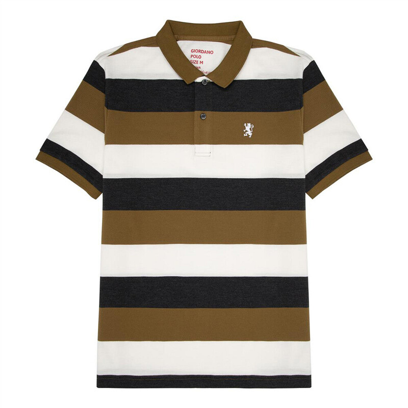 

Giordano Classic Embroidery Stripe Polo T-shirt for Men, Large, MultiColor