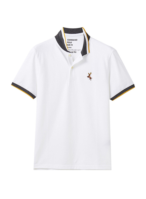 

Giordano Deer Embroidery Short Sleeve Polo Shirt for Men, Large, Signature White