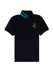 Giordano Short Sleeve 3D Napoleon Polo Shirt for Men, Small, Black