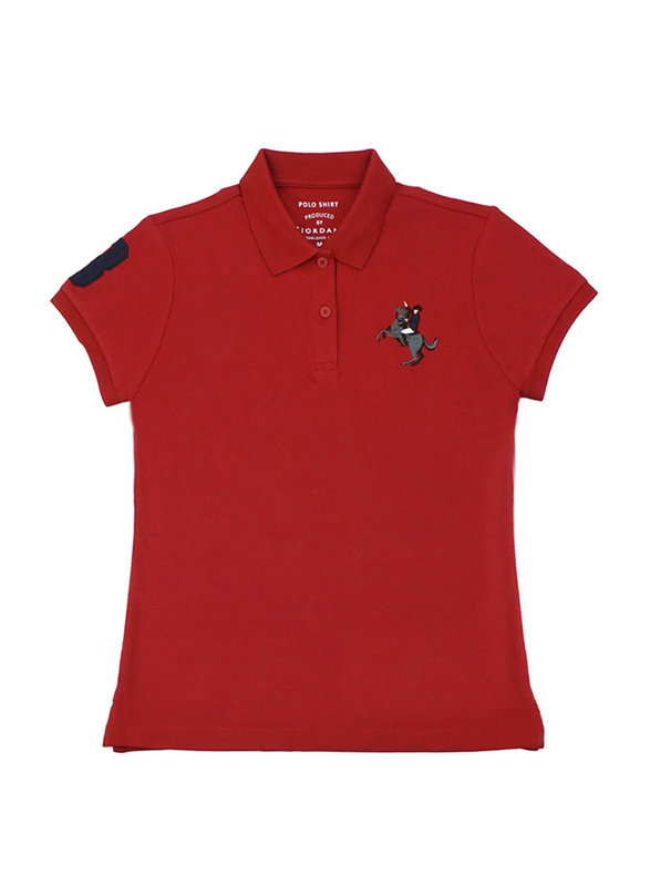 Giordano Short Sleeve 3D Napoleon Printed Polo Shirt for Women, Extra Large, Red