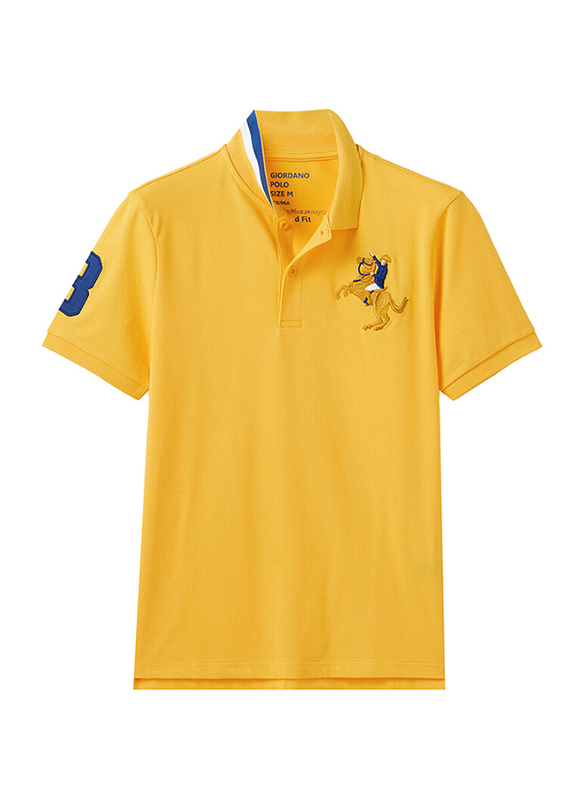 Giordano 3D Napoleon Polo Shirt for Men, Small, Yellow
