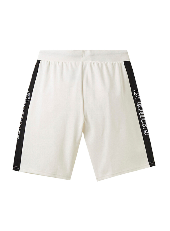 Giordano Elastic Polyester Text Printed Casual Shorts for Men, Extra Large, White
