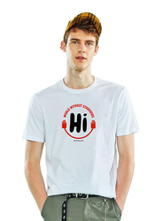 Giordano Short Sleeve Greeting Message T-Shirt for Men, Extra Large, White