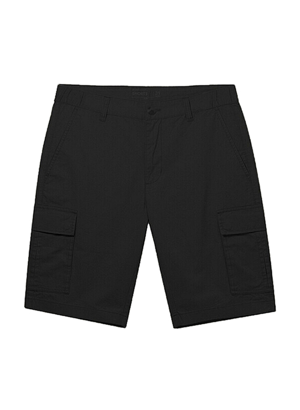 Giordano Cotton Casual Cargo Shorts for Men, Medium, Black